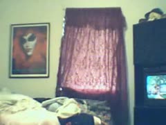After taking a shower, the chubby, golden-haired, unfaithful wife is naked in the bedroom.
